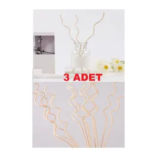 3 Adet Dalgalı Model Aromaterapi Dağıtıcı Rattan Sopa- Ev Dekor Şişe - Koku Yağı Ahşap Difüzör Çubuk