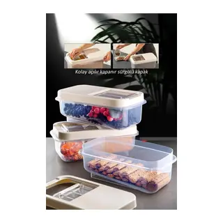 Sürgülü Kapaklı 7.5 Lt Erzak Bakliyat Un Şeker Saklama Kabı