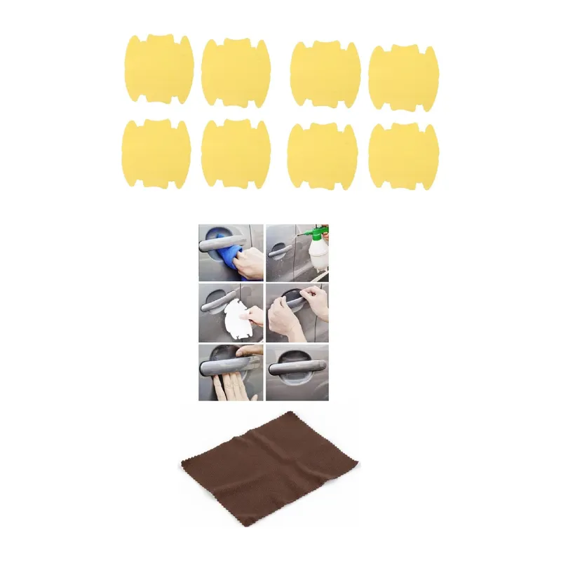 9lu Set Araba Kapı Kolu Koruyucu Çizilme Önleyici Şeffaf Sticker Film Koruma Seti