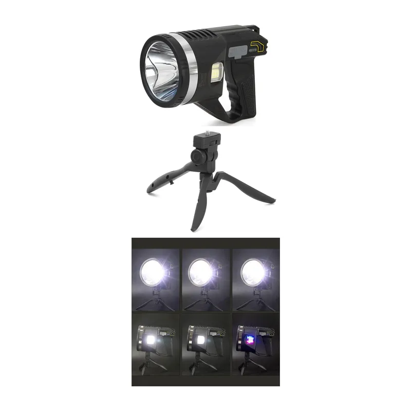 Şarjlı Dev Boy El Feneri Tripod Ayaklı Parlak Led El Lambası Kamp, Av Ve Güvenlik İçin İdeal