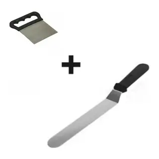 2li Set Hamur Şekillendirici Eğik Pasta Spatulası Ve Metal Hamur Kesici Kazıyıcı Spatula