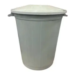 Çöp Kovası 50 Lt Çöp Kovası Kapaklı Büyük Boy Çöp Bidonu Dayanıklı Çöp Kovası - Gri
