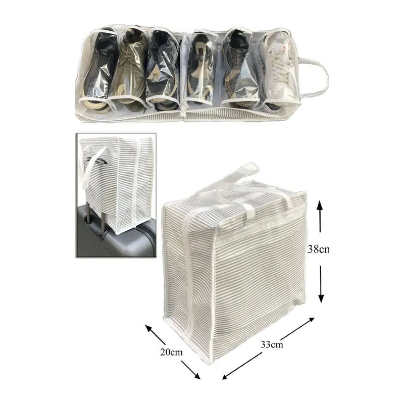 Ayakkabı Saklama Ve Taşıma Çantası (çizgili Model) Shoe Tote