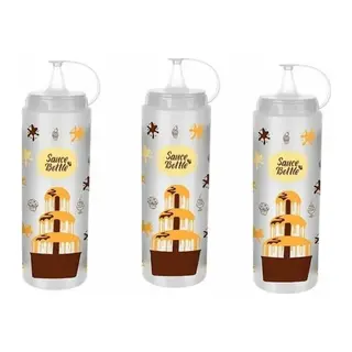 3 Adet Çikolata Sos Şişesi - Şeffaf - 700 Ml