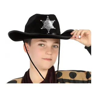 Çocuk Kovboy Şapkası Sheriff Şapkası Siyah Renk