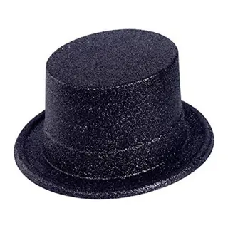 Siyah Simli Glitter Silindir Parti Şapkası