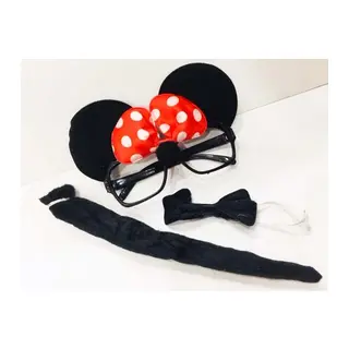 Minnie Mouse Gözlüğü Papyonu Kuyruğu Seti
