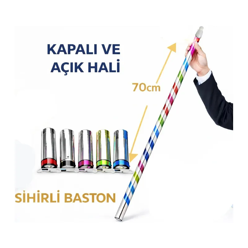 Sihirli Açılır Baston – Mendilden Bastona İlizyon Oyunu (70 Cm)