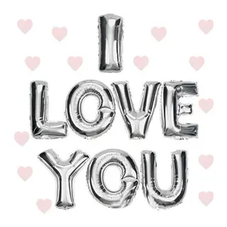 I Love You Folyo Balon Gümüş Renk 35 Cm