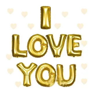 I Love You Folyo Balon Altın Renk 35 Cm