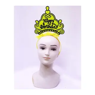 Happy Birthday Neon Sarı Renk Doğum Günü Tacı 24x15 Cm