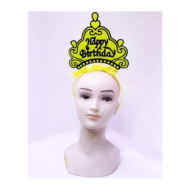Happy Birthday Neon Sarı Renk Doğum Günü Tacı 24x15 Cm