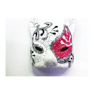 Pembe Renk İşlemeli Seramik Malzemeden İmal Venedik Kedi Model Magnet