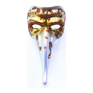 Turuncu Renk İşlemeli Seramik Malzemeden İmal Venedik Uzun Maske Magnet