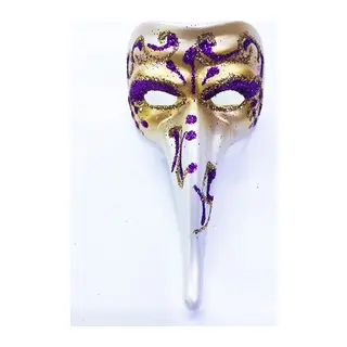 Mor Renk İşlemeli Seramik Malzemeden İmal Venedik Uzun Maske Magnet