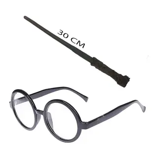 Harry Potter Asası 30 Cm Ve Siyah Çerçeveli Harry Potter Gözlüğü Seti