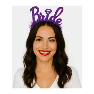 Mor Renk Bekarlığa Veda İtalik Yazı Alyanslı Bride Taç