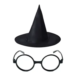 Harry Potter Büyücü Şapkası Ve Harry Potter Büyücü Gözlüğü Siyah Renk