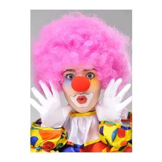 Pembe Renk Kıvırcık Afro Bonus Peruk Takma Saç Ve Kırmızı Burun Seti