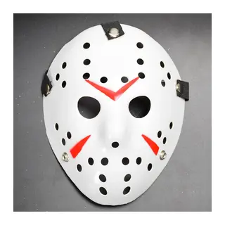 Beyaz Renk Kırmızı Çizgili Tam Yüz Hokey Jason Maskesi Hannibal Maskesi