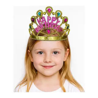 Altın Renk Happy Birthday Yazılı Doğum Günü Tacı 60 Cm
