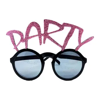 Party Yazılı Simli Pembe Renk Parti Gözlüğü 15x7 Cm