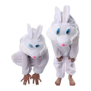 Çocuk Tavşan Kostümü Beyaz Renk 6-7 Yaş 120 Cm