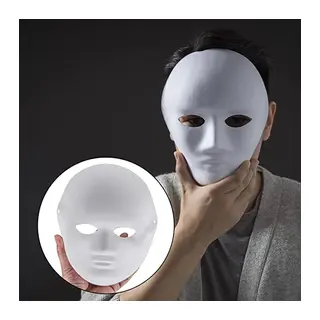Beyaz Renk Boyanabilir Anonim Tam Yüz Cosplay Maske 24x18 Cm