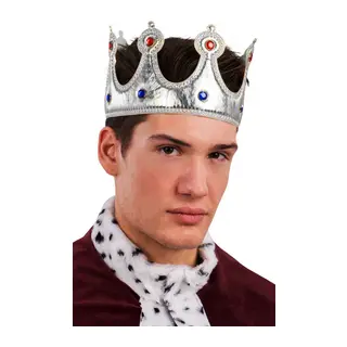 Kral Tacı Gümüş Renk Kumaş Malzeme Yetişkin Boy