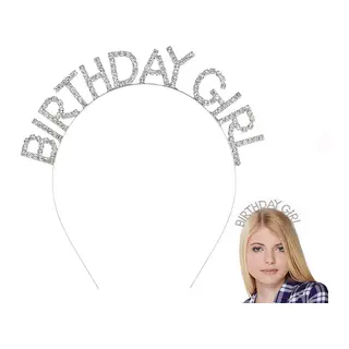 Gümüş Kristal Taşlı Birthday Girl Doğum Günü Tacı İthal Ürün A Kalite 17x16 Cm