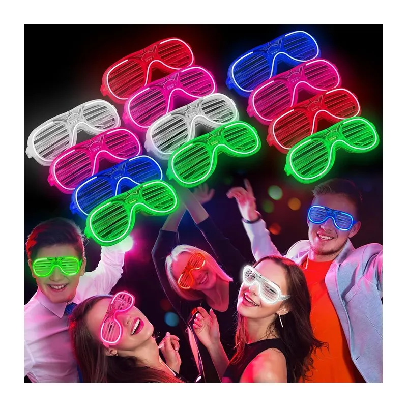 Glow Model 3 Farklı Fonksiyonlu Işıklı Panjur Parti Gözlüğü Karışık Renk 12 Adet