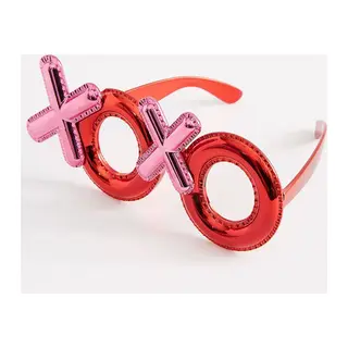 Kırmızı Renk Xoxo Yazılı Parti Gözlüğü 17x7 Cm