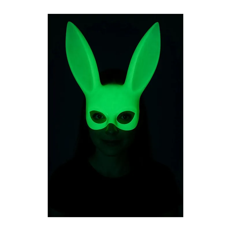 Karanlıkta Parlayan Fosforlu Tavşan Maskesi – Glow Bunny Masquerade Maske (32x22 Cm)
