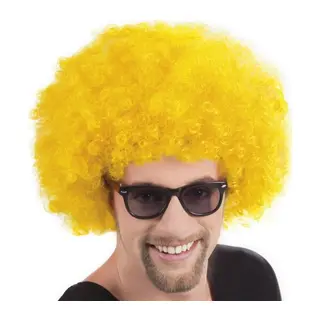Sarı Renk Kıvırcık Afro Bonus Peruk