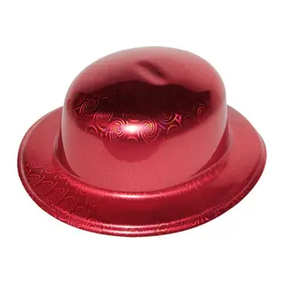Kırmızı Renk Hologramlı Plastik Yuvarlak Melon 27x24 Cm