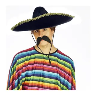 Sombrero Meksika Şapkası Mariachi Altın Şeritli Yetişkin Boy