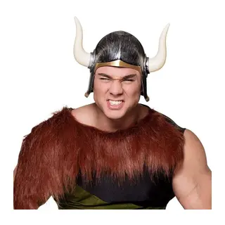 Mega Boynuzlu Viking Ivar Kaskı Eskitilmiş Desen Gümüş Renk