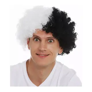 Siyah Beyaz Kıvırcık Afro Bonus Peruk Taraftar Bonus Saç