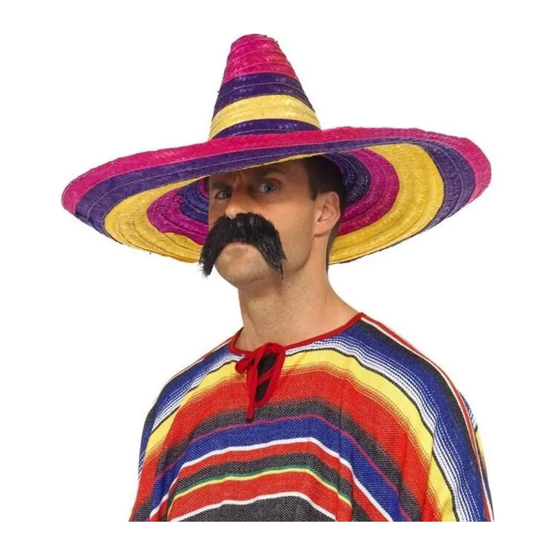 Sombrero Meksika Şapkası Renkli Örme Hasır Yetişkin Boy