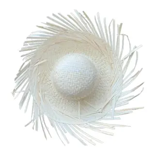 Tropikal Parti Beyaz Hasır Hawaii Şapkası 13x36 Cm