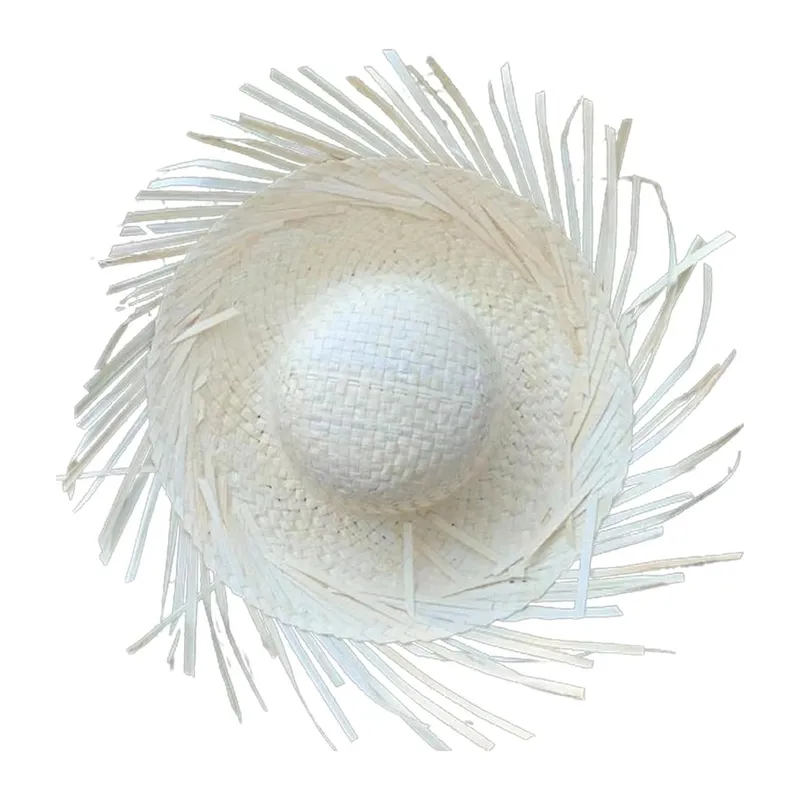 Tropikal Parti Beyaz Hasır Hawaii Şapkası 13x36 Cm