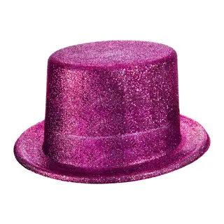 Fuşya Simli Glitter Silindir Parti Şapkası