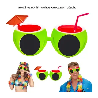 Karpuz Şekilli Tropikal Hawaii Yaza Merhaba Parti Gözlüğü