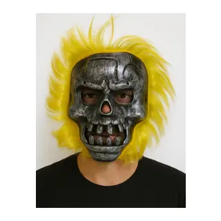 Wild Skull - Metal Kafatası Sarı Saçlı İskelet Maske