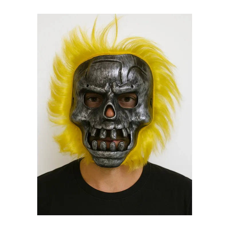 Wild Skull - Metal Kafatası Sarı Saçlı İskelet Maske