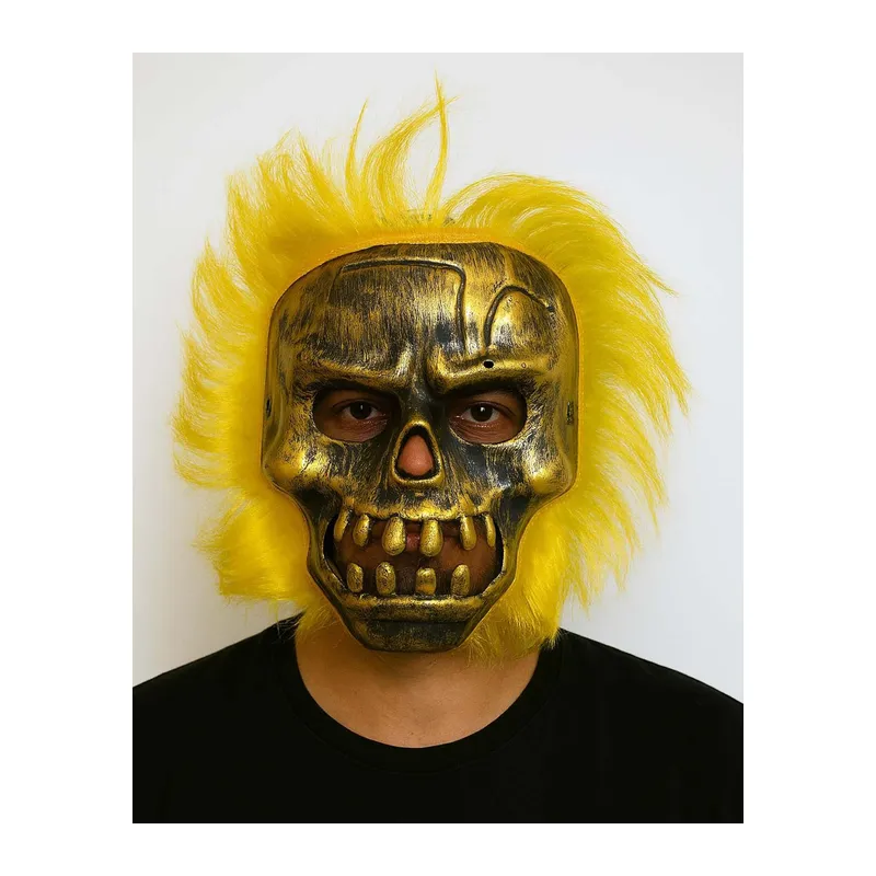 Wild Skull - Bakır Kafatası Sarı Saçlı İskelet Maske