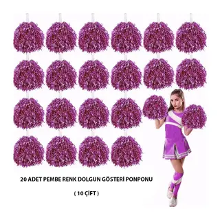 10 Çift (20 Adet) Pembe Renk 23 Nisan 19 Mayıs 29 Ekim Okul Gösteri Ponponları