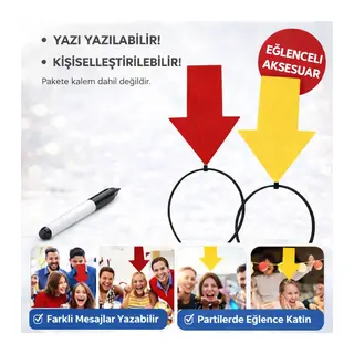 Kişiselleştirilebilir Ok İşaretli Mesaj Tacı (2’li Set Sarı-kırmızı)