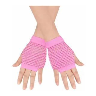 80’ler 90’lar Retro Neon Pembe File Parmaksız Kısa Eldiven 11 Cm