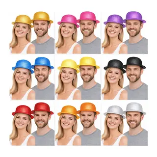 Glitter Simli Melon Şapka 9’lu Set - 9 Renk Parti Ve Kostüm Şapkası